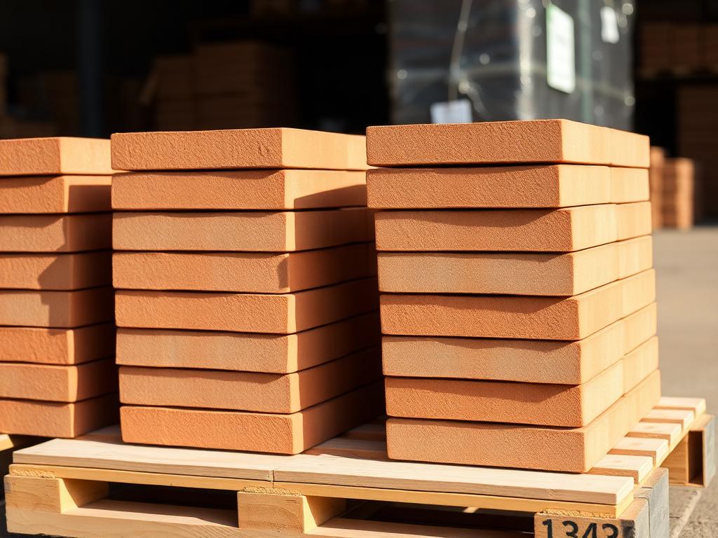 Stacked face bricks on a pallet at a supply yard