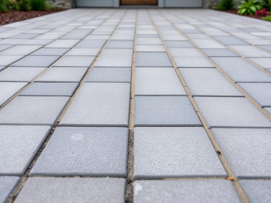 Concrete pavers laid in a residential driveway